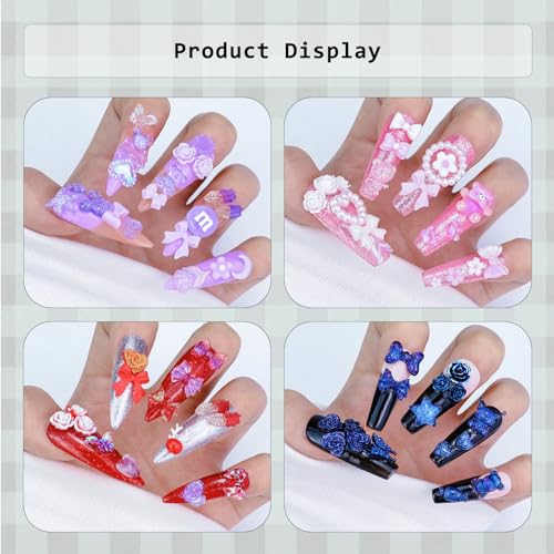 320PCS Pink 3D Nail Charms - Cute Resin Decorations for DIY