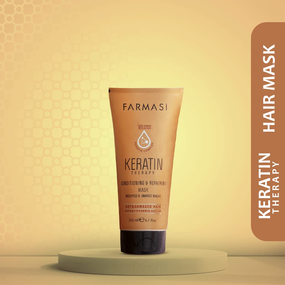 FARMASi Keratin Therapy Repairing Hair Mask For Dry Damaged Hair, 6.7 fl oz