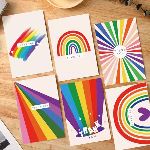 48 Pack Rainbow Thank You Cards with Envelopes for All Occasions