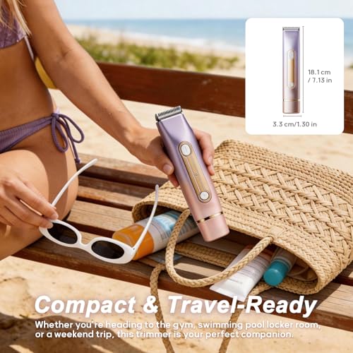 Bikini Trimmer for Women, Waterproof Electric Razors for Women with Dual Head Design,Painless Bikini Shaver & Womens Electric Razor for Face & Body, Cordless Rechargeable,Purple2