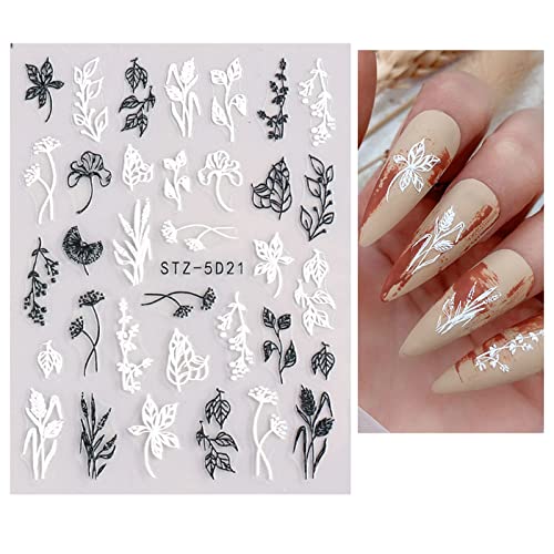 Self-Adhesive 3D Floral Nail Art Stickers - 4 Sheets