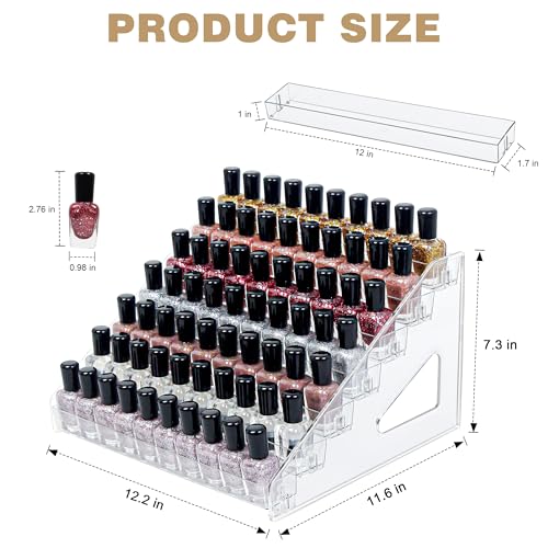 7-Tier Clear Acrylic Nail Polish Rack Display Stand for Cosmetics