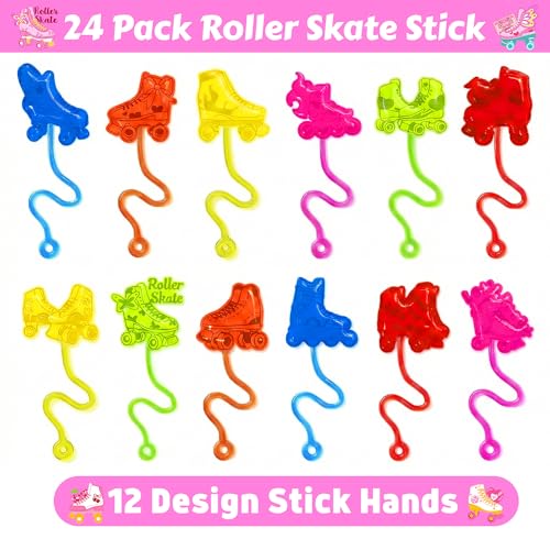 48PCS Kids Roller Skating Party Favors with Temporary Tattoos & Stick Hands