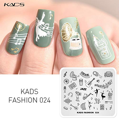 KADS FA024 Guitar & Music Nail Art Stamping Plates for DIY Manicure