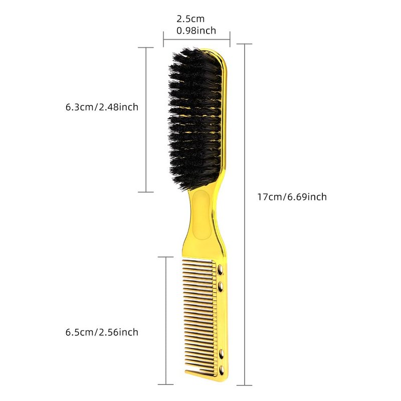 MOUMOUTEN 5Pcs Double Ended Hair Brush, Comb for Men Gold ABS Nylon Styling Tool Detangle Beard Grooming Brush Compact Lightweight Home Travel Salon Sided Detangling
