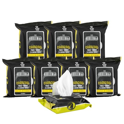 Charcoal Face & Body Cleansing Wipes - 30 Count Pack of 8