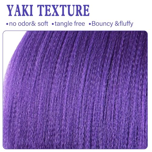 Purple Hair Extensions 24 Inch Braided Ponytail with Elastic Tie for Cosplay & Parties