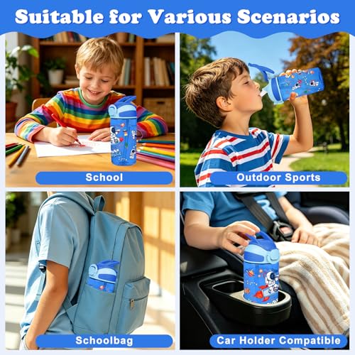 Kids BPA-Free Water Bottle with Straw - 550ml for School & Travel