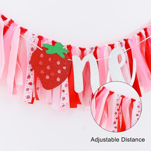 Strawberry 1st Birthday High Chair Banner - ONE Party Decoration