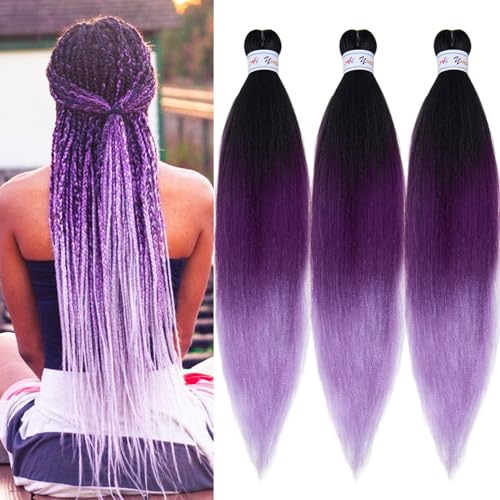Ombre Purple Braiding Hair Extensions - 26 Inch, 3 Pack