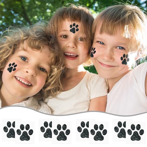 240 Pcs Dog Paw Glitter Temporary Tattoos - 30 Sheets Body Stickers