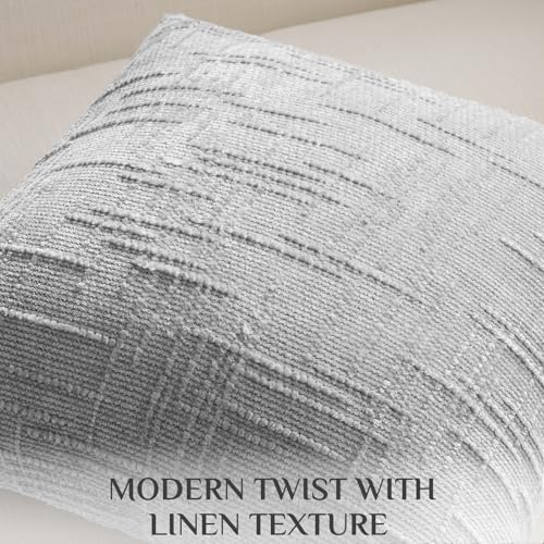 Chenille Throw Pillow Covers Set of 2 - 18x18 Grey Decorative Cushions