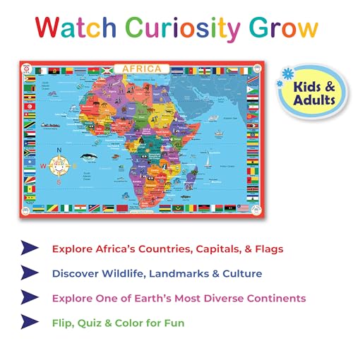 Double-Sided Africa Educational Placemat for Kids - Durable & Reusable