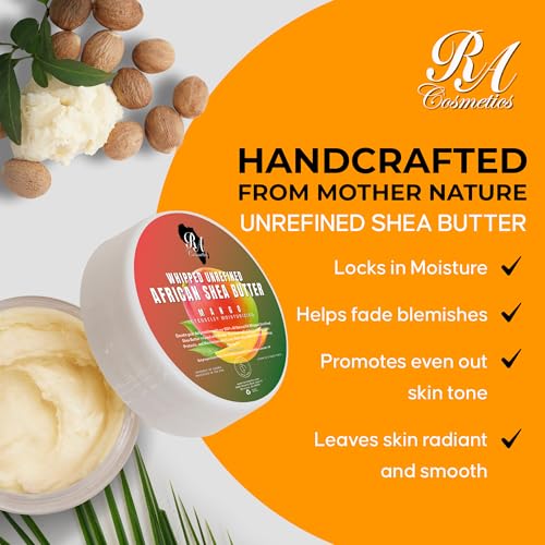 RA Cosmetics Whipped Shea Butter with Mango Extract - 12oz Natural Body Butter