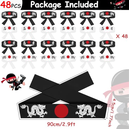 48 Pcs Japanese Karate Headbands | Chef Bandanas for Cooking & Sports