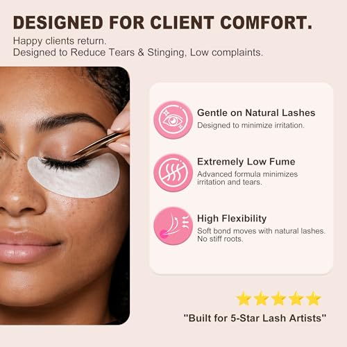 LANKIZ Professional Lash Extension Glue 10ml - 1 Sec Dry, 6 Week Hold, Salon Use