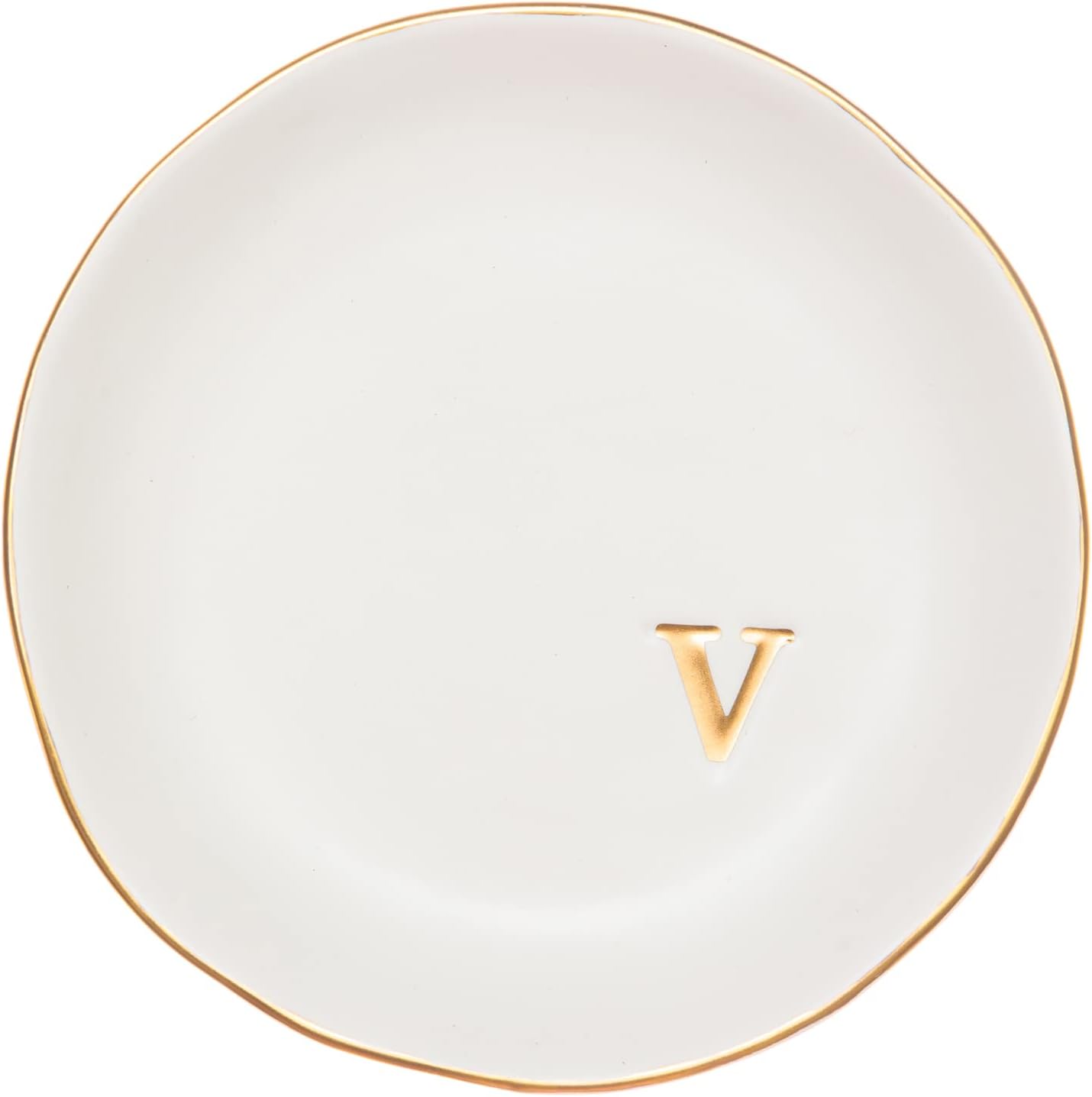 Ceramic Jewelry Tray - Decorative Trinket Dish for Rings, Earrings & Necklaces | 4.75" White Surface