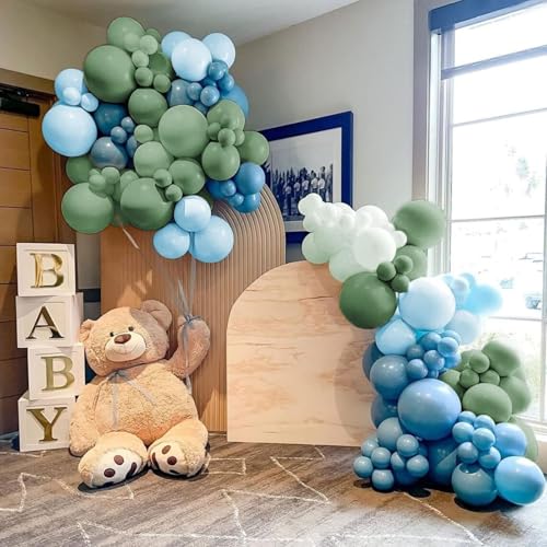 60 Pcs Boho Sage Green & Blue 12 Inch Balloons for Parties