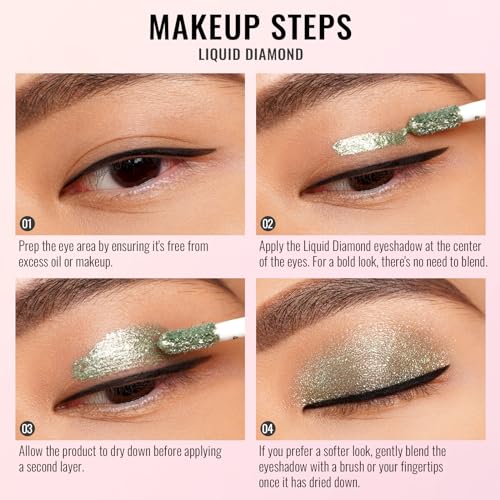 Oulac Liquid Glitter Eyeshadow - Silver Metallic, Quick-Drying Formula