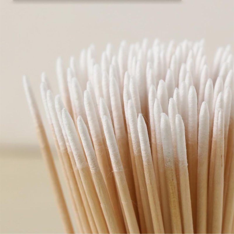 Double Pointed Tip Cotton Swabs - 100 Pcs 7cm Wooden Sticks for Makeup, Eyebrow, Nail Polish