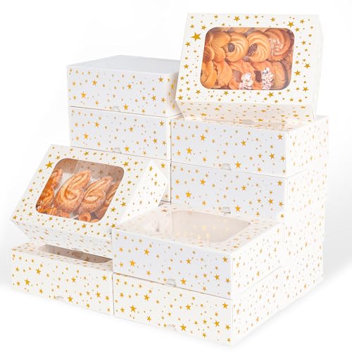 12 Pack Cookie Boxes with Window - Gold Star Dessert Packaging