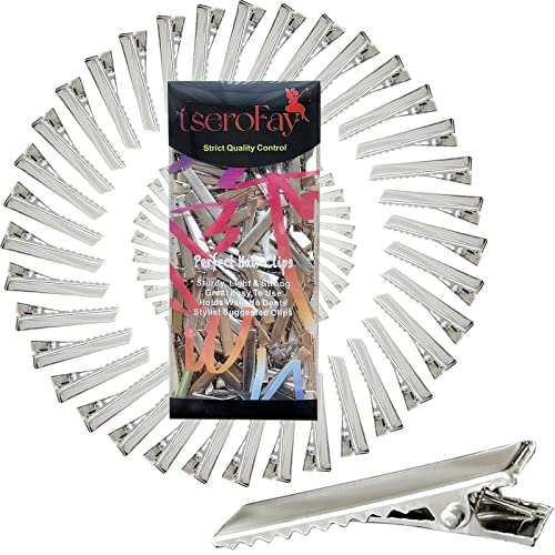 TSEROFAY 120Pcs 4.5cm Metal Plain Small Alligator Clips for Bows Crafts Silver