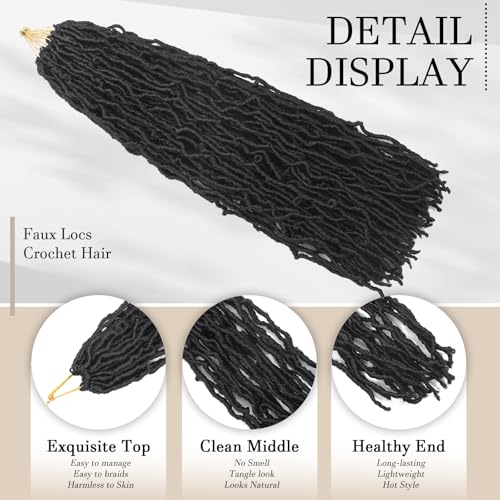 DACAI XIU 30 Inch Faux Locs Crochet Hair - Pre-Looped Synthetic Goddess Locs