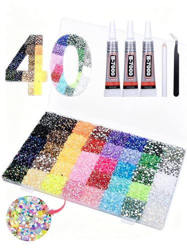 Jelly Multicolored 3mm Rhinestone Bedazzler Kit - 32000 Pcs with B7000 Glue