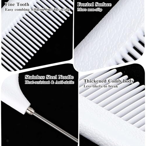 Mabor White Retractable Rat Tail Comb for Hair Styling & Braiding