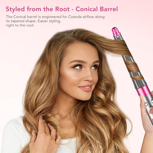 Fuchsia Conical Barrel Attachment for Dyson Airwrap Styler 0.8-1.4 Inch