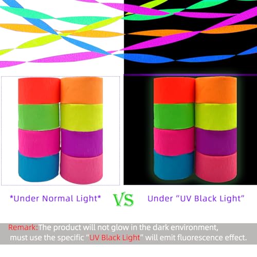 UV Reactive Neon Paper Streamers - 888 Feet for Glow Parties