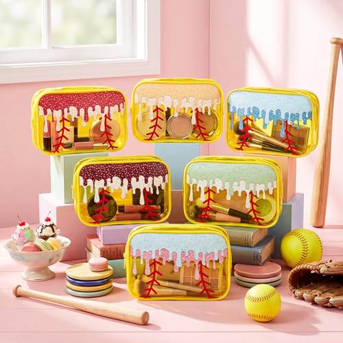 12 Pcs Ice Cream Drip Softball Clear Cosmetic Bags - Waterproof Pouch