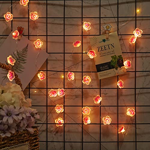 Cherry Blossom String Lights - 13ft 40 LED Fairy Lights with Timer