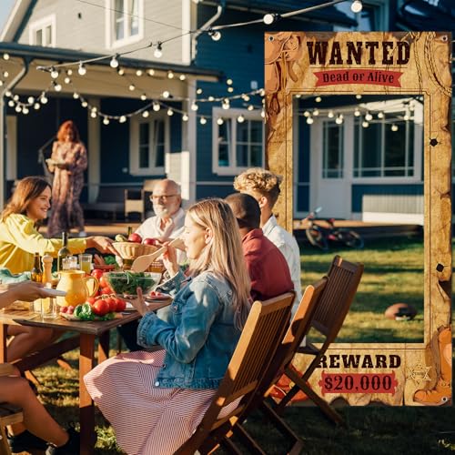 Western Wanted Poster Photo Booth Prop - Large Fabric Banner for Cowboy Party