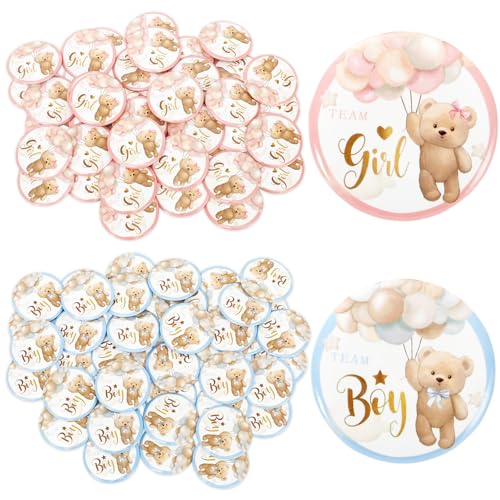 Bear Gender Reveal Button Pin - Team Girl or Boy Pin Badge for Baby Shower