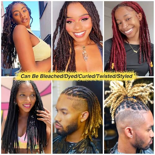 CIKREET 8 Inch Human Hair Loc Extensions - 0.6cm 1B Black 10 Strands