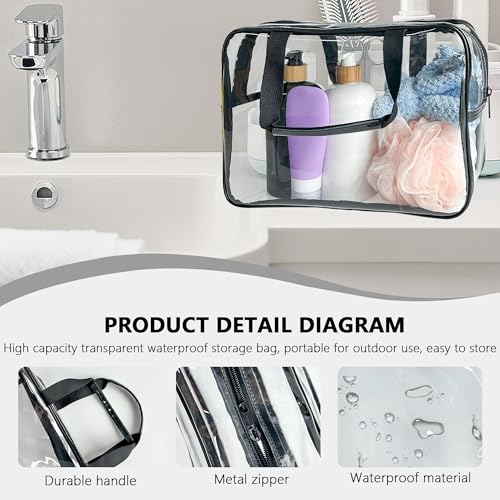 Transparent PVC Travel Makeup Pouch with Handle - Large Cosmetic Organizer