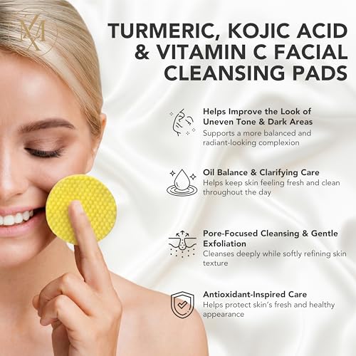 LuxeZX Turmeric Kojic Acid Face & Body Exfoliating Pads – Brightening & Dark Spot Corrector, 60 Radiance Pads