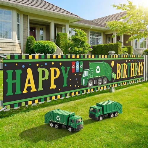 Garbage Truck Birthday Banner - Kids Party Decoration 118x25in