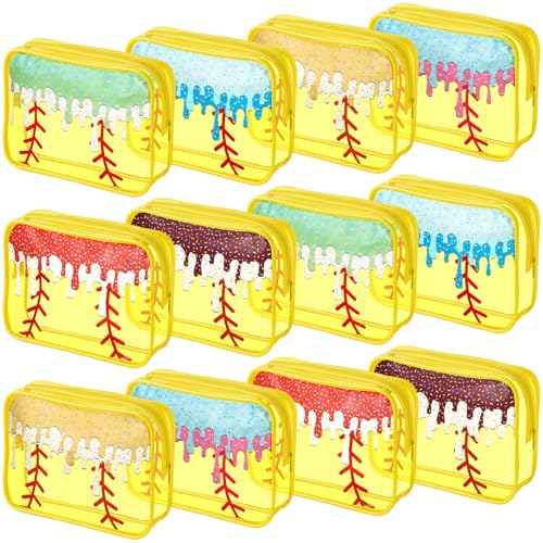 12 Pcs Ice Cream Drip Softball Clear Cosmetic Bags - Waterproof Pouch