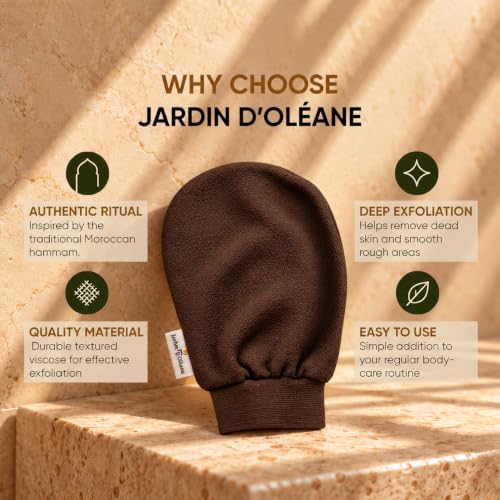 Jardin D'Oleane Moroccan Kessa Glove Scrub Brown - Exfoliating Bath Tool