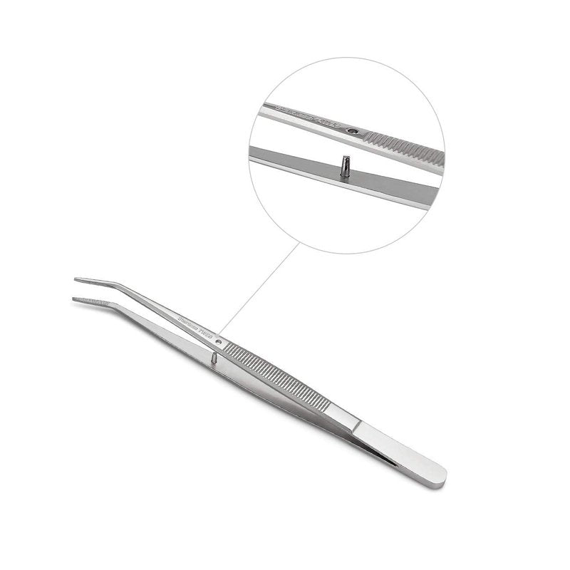 Stainless Steel Tweezers, with Curved Serrated Tip Multipurpose Sewing Machine Tweezers Forceps for Craft Repairing (2 Pcs set)