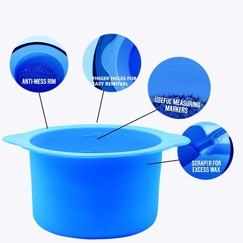 2-pack Silicone Wax Warmer Liner, Silicone Wax Bowl for Wax Warmer, Non-Stick Wax Melt Warmer Wax Pot Replacement, Reusable Wax Melt Liner with 50 Pcs Wax Spatula Sticks for Hair Removal(Blue)