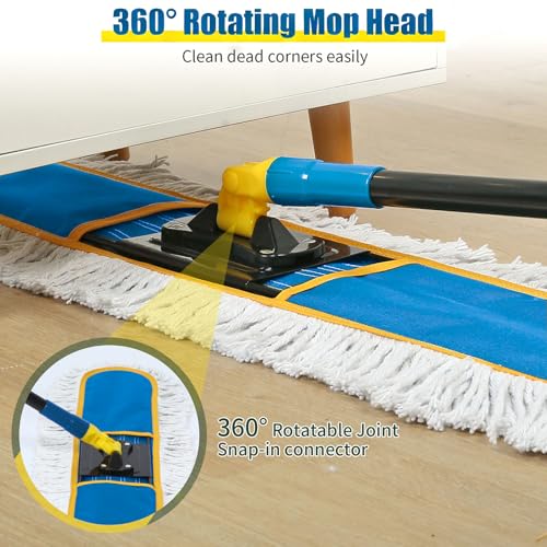 24" Heavy Duty Commercial Dust Mop with 2 Cotton Pads