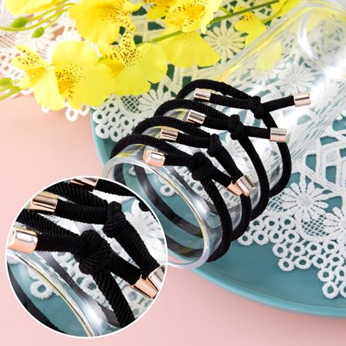 KIKOOD 15pcs Black Elastic Hair Ties for Women & Girls, Ponytail Holders, Knot Ribbon Stretch Bands