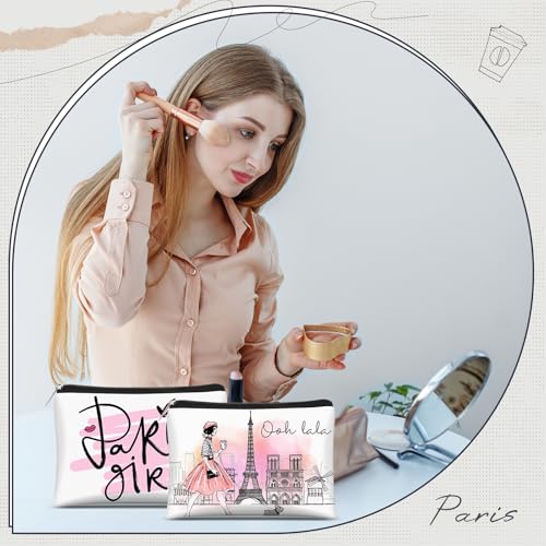 Reginary 12-Pack Paris Souvenir Makeup Bags for Women, Zippered Cosmetic Pouches