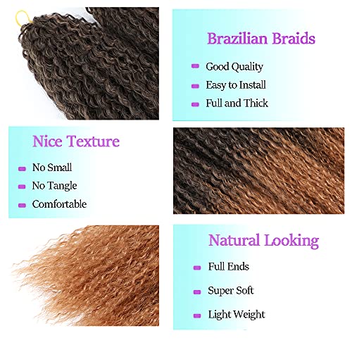 TATOUS 20 Inch Deep Twist Braiding Hair Extensions 3 Packs Afro Kinky Curly Crochet