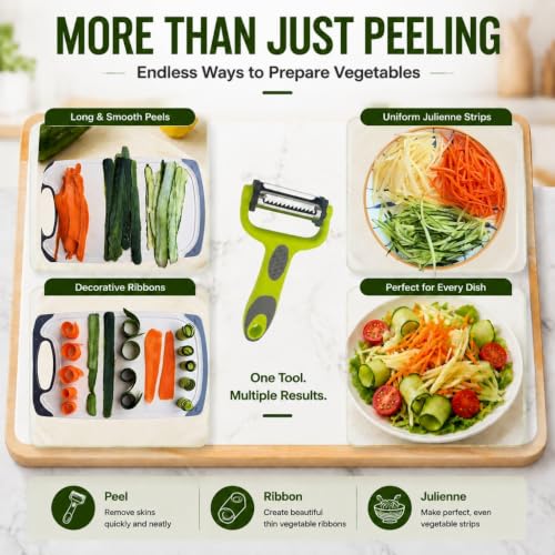 SAIOTER 2-Piece 4-in-1 Vegetable Peeler Set with Stainless Steel Blades