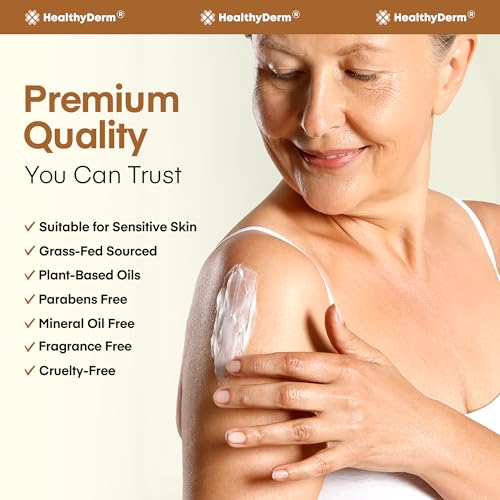 HealthyDerm Grass-Fed Beef Tallow Body Lotion for Dry & Mature Skin, 10 fl oz