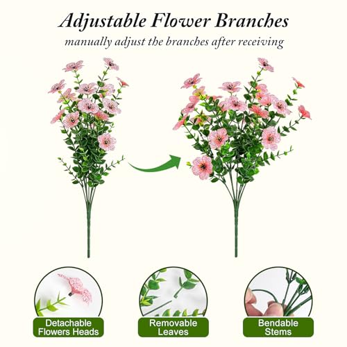 16 Bundles of UV Resistant Artificial Flowers in Mixed Colors